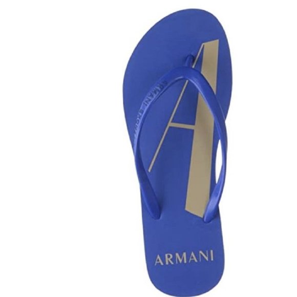 A/X Armani Exchange Flips Flops Soft Cobalt/Toasted Almond - Picture 1 of 3